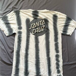 Santa Cruz Skateboards Black and White Tie-Dye Short Sleeve Tee